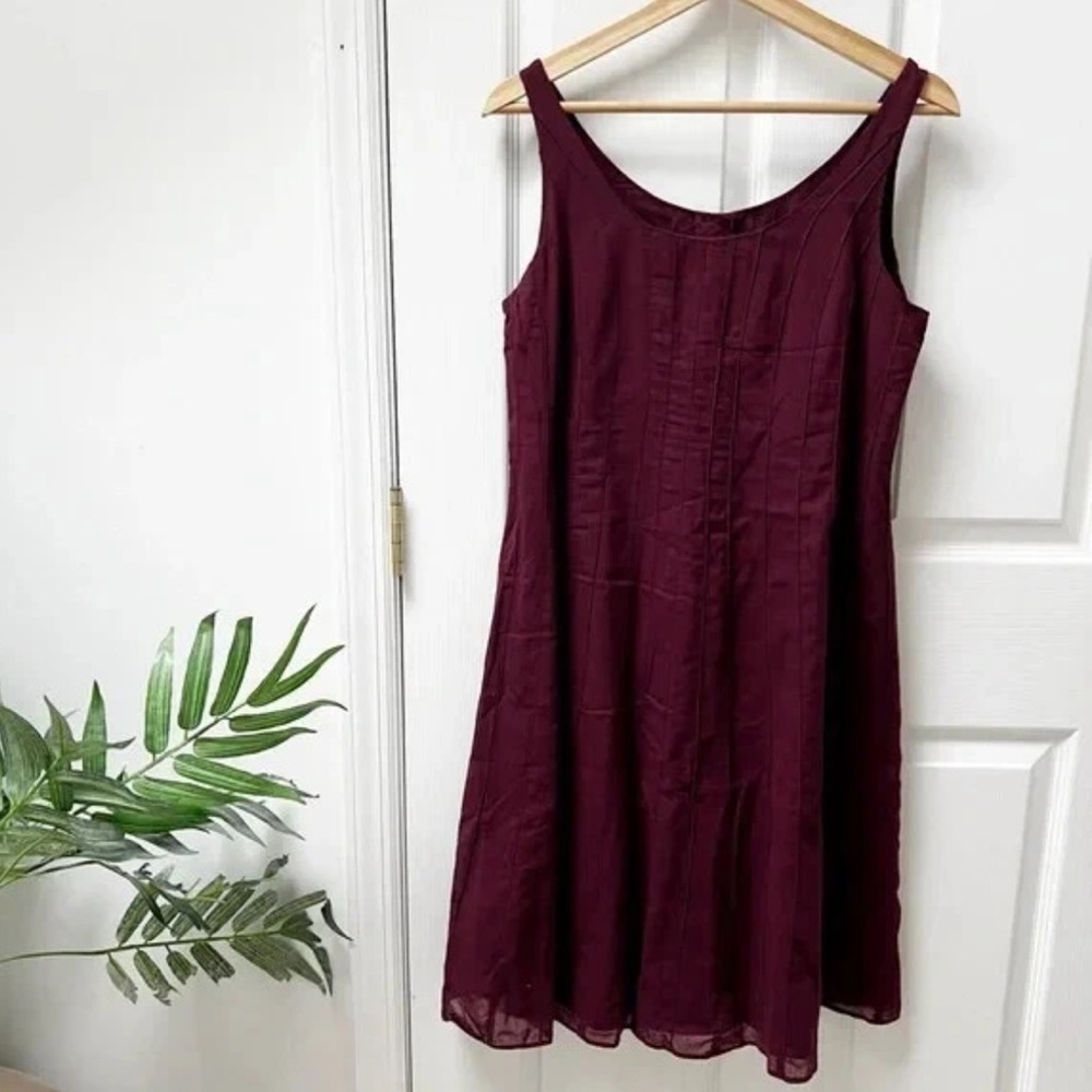 Eileen Fisher A-line Textured Sleeveless Dress in Burgundy Wine